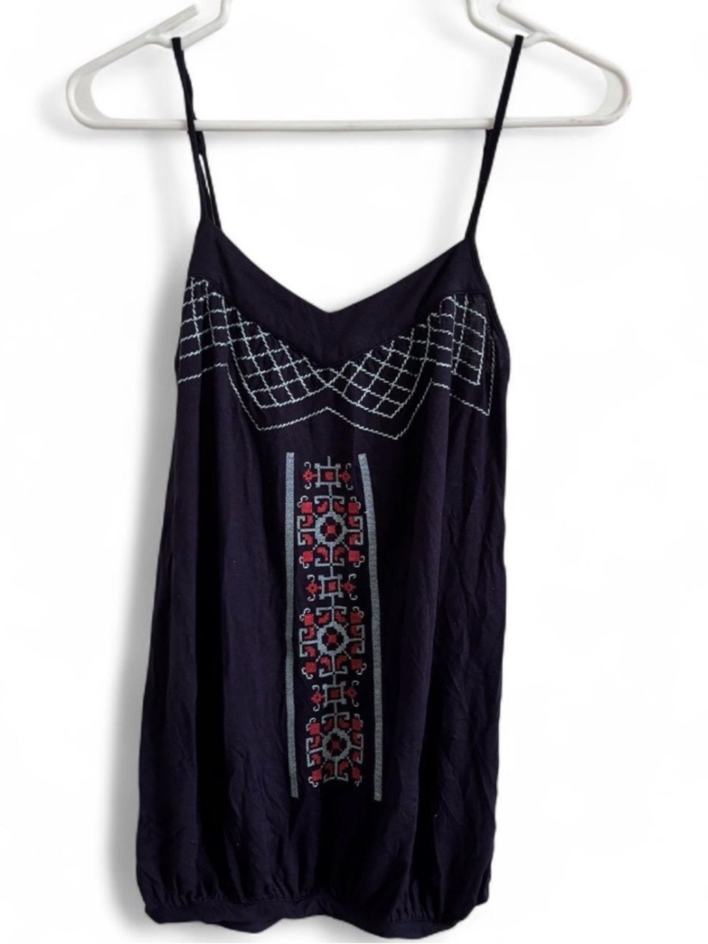 Y2K Navy Spaghetti-Strap Boho Cami